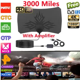 Kontrolle 3000 Meilen 8k Digital DVBT2 TV -Antenne mit Verstärker Booster 1080p Antennen für Outdoor -Autoantenne RV Travel Indoor Smart TV