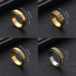 Bands Anti Stress Ansia Fidget Spinner Coppia Rings for Lovers Heart Rotating in acciaio inossidabile Fandone da sposa con anello Giochi gioielli