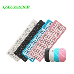 Keyboards Wireless Keyboard Mouse Combo Set Kits Pink Blue Black White Number Key Multimedia For Tablet Laptop Mac Desktop PC TV Office