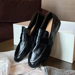 Sıradan Ayakkabı 2024 Traf Wax Küçük Deri Kadın Marka Yuvarlak Toe Flats Soafers Moccasines Femme Düşük Topuklu Sabahlar Bayanlar Oxfords