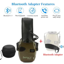 Tillbehör Original Tactical Electronic Shooting Earmuffs Antinoise Hearing Protection Hörlurar med 5.1 Bluetooth -adapter