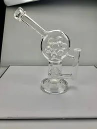 Vatten bong dab rigg hookahs glas bong aska catcher honungskaka boll dubbelskikt multi håls vattenpipa pistol halloween bong petroleum 10mm 14mm 18mm anpassningsbar grossist