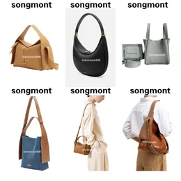 Songmont Bag Bucket Luna Designer Underarm Hobo الكتف الفاخر الكبير حقائب القمر نصف محفظة Leather Leath
