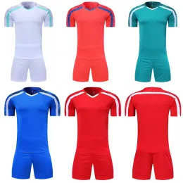 Soccer men short sleeve red soccer jersey set green football uniform blue kids soccer shirt customized name number
