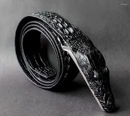 Belts Mens Alligator Crocodile Head Style Genuine Real Leather Belt Waistband Black #B242