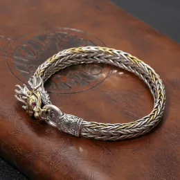 Strands Nuovo colore d'argento 2023 Nuovo Chinachic Woven Gold Dragon Testa Bracciale da uomo Bracciale artigianale retrò gioiello