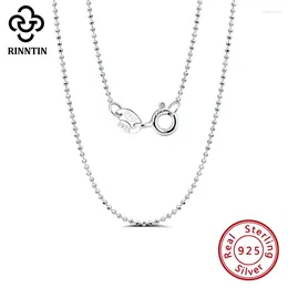 Pingentes Rinntin Made 925 Sterling Silver Fashion Moda de 1,2 mm Colar de cadeia de contas de bola 40/45/50/55/60cm para mulheres de joias SC24