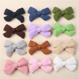 Accessories 12pcs Wool Knit Hair Clip Baby Bow Children's Hairpin Hair Bows for Kids Hair Accessories BowKnot Boutique for Girls Side Clip