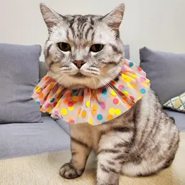 Dog Apparel Fashion Cat Bib Cute Dots Stars Floral Pet Mesh Tulle Triangular Bandage Neckerchief Shawl Scarf Supplies