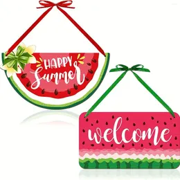 Party Supplies Wooden Watermelon Door Sign Hanging Pendant Happy Summer Front Fruit Home Kitchen Hang Tag Birthday Direction Signs