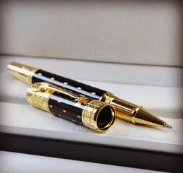 طبعة محدودة Elizabeth Rollerball Pen Penp Pen Fountain Pens Black Golden Silver Engrave Diamond Diamond Cap Office8108976