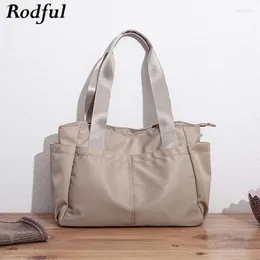 Bolsa em branco em branco casual grande nylon pano fêmea ombro feminino com zíper de tecido de tecido para 2024 bolsas femininas preto azul