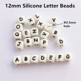 Chenkai 100pcs 12mm رسالة سائبة سائبة حرة Teether Beads DIY Baby Pacifier Jewelry Teethers Sensory Toy Assories 240415