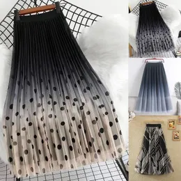 Long Skirt Korean Fashion Harajuku Kawaii Y2k Midi Maxi Tull Autumn Vintage Elastic High Waist Streetwear Black 240420