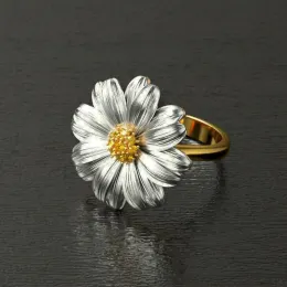 Zespoły Huitan Kreatywne dwa tony Słoneflower Pierścienie Kobiety zaręczynowe Pierścień Wedna Stylowe akcesoria imprezowe żeńska modna biżuteria statek