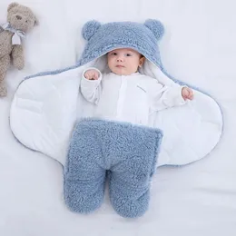 Urocze urodzone Baby Boys Koce Plush Swaddle Wrap Ultrasoft Fluffy Pleece śpiwór bawełny miękki pościel