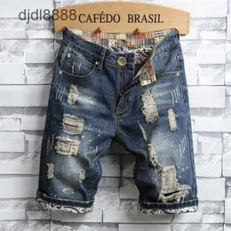 2024 High Street Five Point Beggar Youth Hole Brown Hole Denim