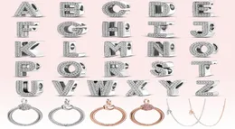 925 Silver Charm bead fit Charms Bracelet Plata De Ley 925 Silver Color 26 Letter charmes ciondoli DIY Fine Beads Jewelry6070233