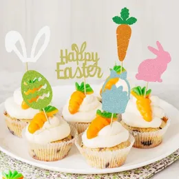 الإمدادات الاحتفالية 482pcs Glitter Easter Cake Toppers Decoration for theme عيد ميلاد حفل زفاف كب كيك