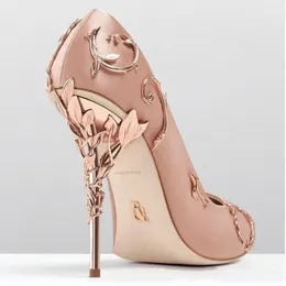 Pink Ralph Russo Designer Wedding Bridal Shoes 4 tum klackar för kvinnor 2022 Fashion Bekväm kvällsfest prom skor300n