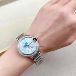 Wählscheiben arbeiten automatische Uhren Carter Komplett Set Blue Ballon Ice Plate Machinery W4BB0028 Original Diamond Womens Watch mit einem Durchmesser