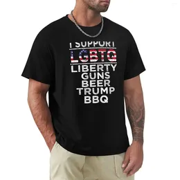 Polos masculinos i-support-lgbtq-Guns-beer-BBQ T-shirt Roupe