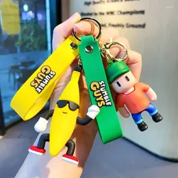 Keychains spel snubblar killar nyckelring söt kung banan person figur rolig väska pendent nyckelbil ornament nyckel tillbehör leksak gåva