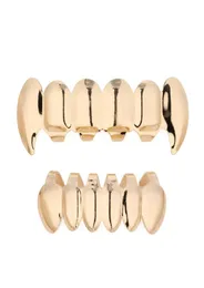 Gold Silver Plated Top Bootom Vampire Teeth Grillz Protector Halloween Christmas Party Vampire Fangs Grills Set8192605