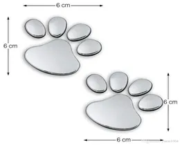 Para naklejka samochodowa fajna design łap 3D pies zwierzęcy kota niedźwiedzia odciski stóp stóp 3M naklejki samochodowe srebrne złoto1773488