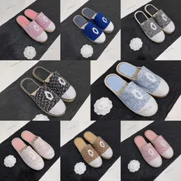 Новые дизайнерские плоские тапочки твидовые сандалии женщина эспадрильес