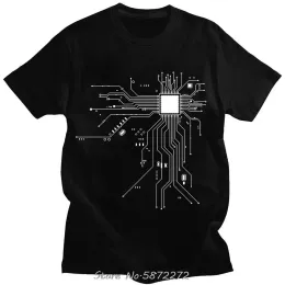 الطابعات الكلاسيكية مضحك وحدة المعالجة المركزية مخطط دائرة الطباعة tshirt الأزياء عرض قميص كبير الحجم كبير الرجال القوطية القوطية العتيقة