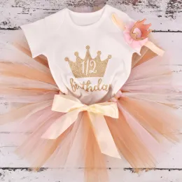 Set bambine ragazze 1/2 anno Outfit Outfit Gold Crown Outfits Outfit per bambini Costume Punteggi per bambini SET 4 Colori Opzione