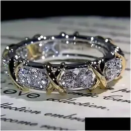 Pierścienie Szesnaście Stone Designer AAA Diamond T Ring Luksusowa marka 18K złoto Sier Logo Grawer Letter Women Men Men Mężczyzn