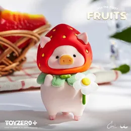 Слепая коробка консервированная свинья Lulu Pig Fruits Series Kawaii Anime Figure Симпатичная лифта на рабочие столы украшения кукла Сюрпринг -ящик для девушек подарки девушки Y240422