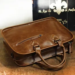 Xiao.p Crazy Horse Pu кожаный портфель сумочка мужчина винтаж 13 -дюймовый большой ноутбук мода коричневый мессенджер сумка для плеча 240418
