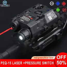 Lights Wadsn Peq Ir Irluminator PEQ15 AirSoft Tactical Green Blue Red Dot Laser Laser Dual Function Switch Mount Picantiny