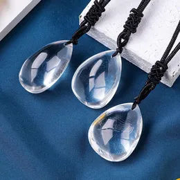 Natural Water Drop white crystal raw stone polished Stone Pendant Necklace for Women Party Jewelry Gift