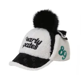 Caps Golf Caps 2022 New Fall/winter Earmuff Hat Outdoor Sports Pompom Hat Keep Warm Earcup Cap