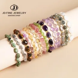 Strands JD Bracelets de pedra de cascalho de cristal natural JD Mulheres Reiki Cura de ametha de rosa de rosa