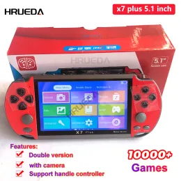 Gracze x7 plus 5 1 -calowa podwójna wersja Handheld Console Game HighDefinition Ekran przenośny przenośny odtwarzacz audio i wideo 10000+gra