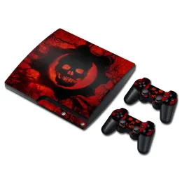 Adesivi per console del cranio rosso controller decalcomanie adesivi per la pelle in vinile per PS3 slim tnp3slim1008