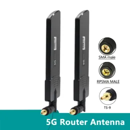 Roteadores de banda larga 5g 4g 3g GSM 600 ~ 6000MHz Ganho de alto ganho 22dBi Antena de roteador de wifi à prova d'água de WiFi para TS9 SMA fêmea masculina feminina