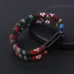 Strängar boho armband för män kvinnor bohemain etniska armband handgjorda färgglada magnetiska spännearmband sommarfestival smycken smycken