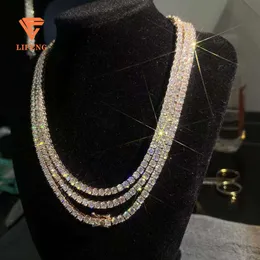 2024 Best Selling Hip Hop Iced Out Jewelry S925 3mm 4mm Loose Synthetic Stone Moissanite Diamond Tennis Necklace