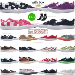 KNU SKOOL Schwarze Turnschuhe weiße Mega Scheck schwarze rote Pop -Außensohle Grüne lila orange braune Port Sorbet Pastell rosa Frauen Frauen lässige Schuhe