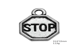 50pcs Metall Zink Legierung Charms Dangle Schmuck handgefertigter Buchstaben Vintage Stop Sign Anzip