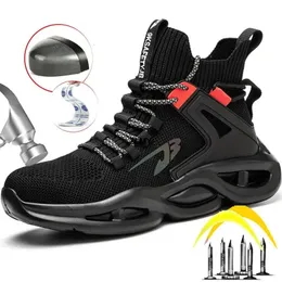 Leichte Sicherheitsschuhe für Menschen atmungsaktive Arbeitssicherheit mit Stahlzehen Modearbeit Schuhe Männer Anti-Stab-Anti-Smash-Sneaker 240410