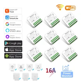 Steuerung Aubess 16A Tuya WiFi DIY Smart Switch Power Monitor 2way Control Smart Home Automation über Alexa Google Home Alice Smart Life