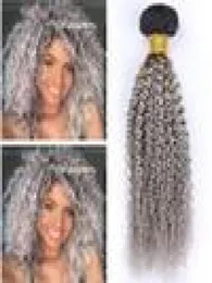 Kinky Curly Peruvian Grey Ombre Human Hair Weave Bundles 4pcs Black and Silver Gray Ombre Virgin Human Hair Weft Extensions Free5562092