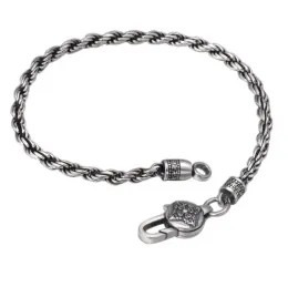 Braccialetti unibabe vera sterling argento classico mantra a sei parole twist braccialetti S925 Bracciale di moda semplice uomo uomo donna